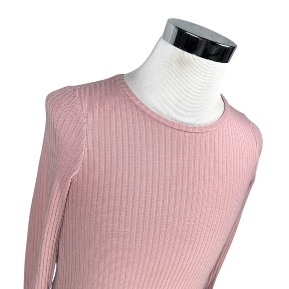 Reformation Crop Top Women’s Small Pink Ribbed Pullover Lightweight Long Sleeve - Picture 2 of 10